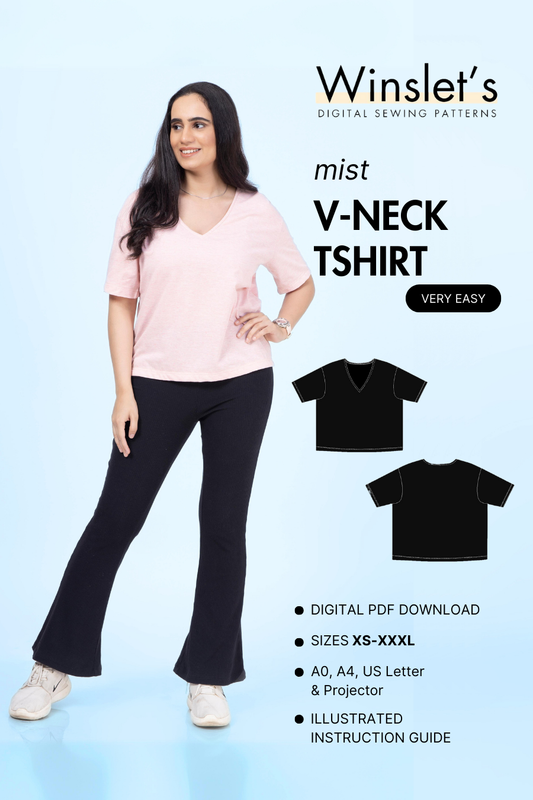 V Neck T-shirt Sewing Pattern 'Mist'