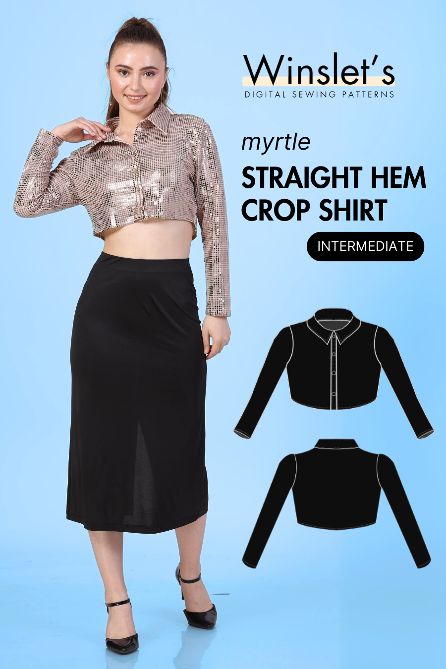 Straight Hem Crop Shirt Sewing Pattern 'Myrtle'