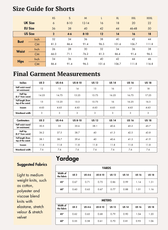 Size guide for athletic shorts with measurements for waist, hips, and garment dimensions