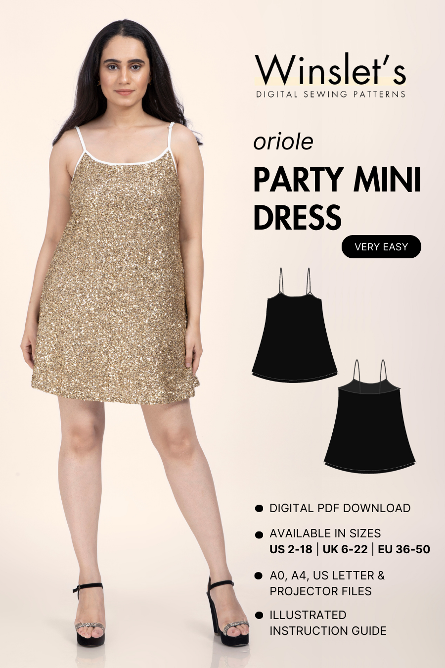 Party Mini Dress Sewing Pattern 'Oriole'