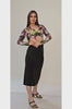 video of model wearing a pointed hem crop shirt sewed with winslet's pattern