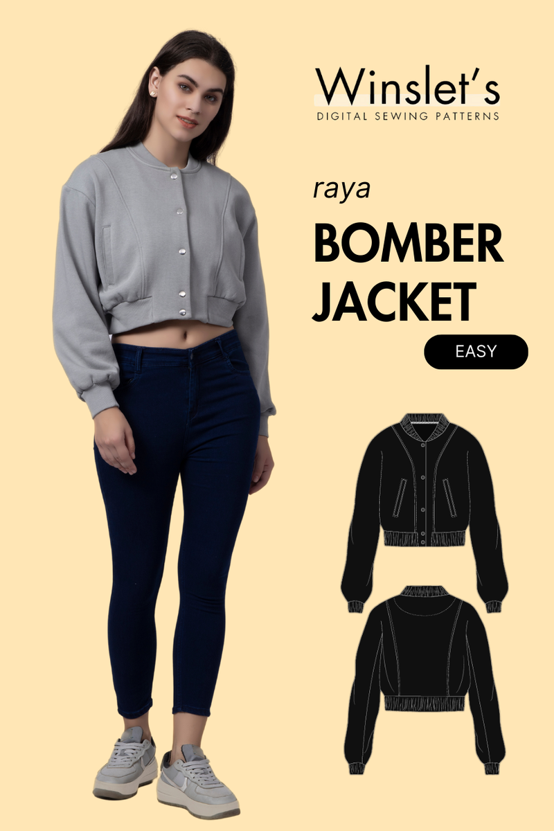 Bomber Jacket PDF Women's Sewing Pattern | Long Sleeves| Dropped ...
