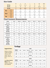 Size guide chart for women's bomber jacket 'Raya' with measurements in inches and centimeters for various sizes