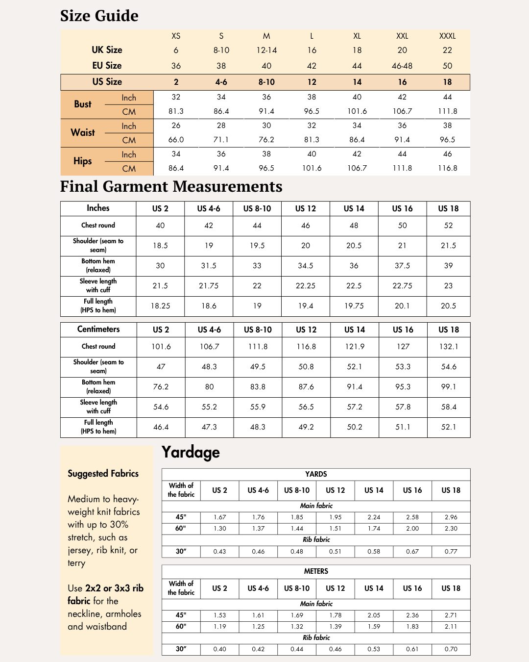 Size guide chart for women's bomber jacket 'Raya' with measurements in inches and centimeters for various sizes