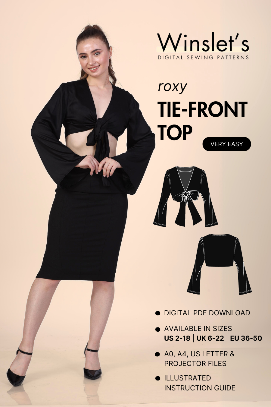 Tie Front Top Sewing Pattern 'Roxy'