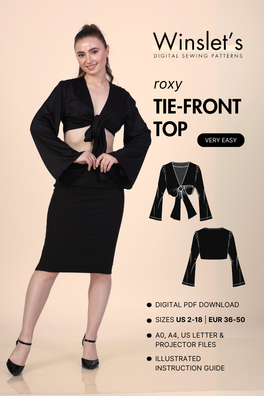 Tie Front Top Sewing Pattern 'Roxy'