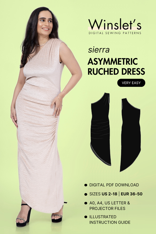 Asymmetric Ruched Dress Sewing Pattern 'Sierra'