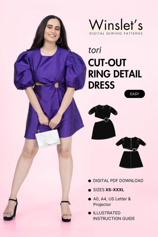 Cutout Ring Detail Dress Sewing Pattern 'Tori'