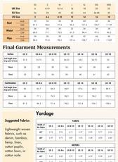 Size guide of Violet Barbiecore sewing pattern