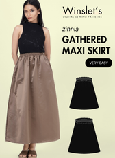Gathered Maxi Skirt Sewing Pattern 'Zinnia'