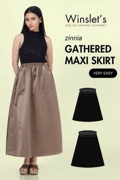 Gathered Maxi Skirt Sewing Pattern 'Zinnia'